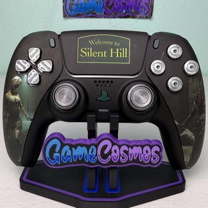 サイレントホラー - 本物の金属 - ソフトタッチ - PS5またはPC用のカスタムワイヤレスコントローラー