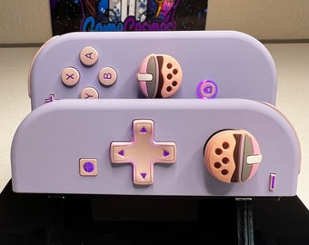 タピオカティーテーマ - バイオレットピンク - RGB LED - Nintendo Switch用カスタムJoy-Con