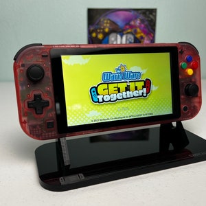 Clear Cherry Pink - Black Accents + Colorful ABXY - Custom Switch Lite