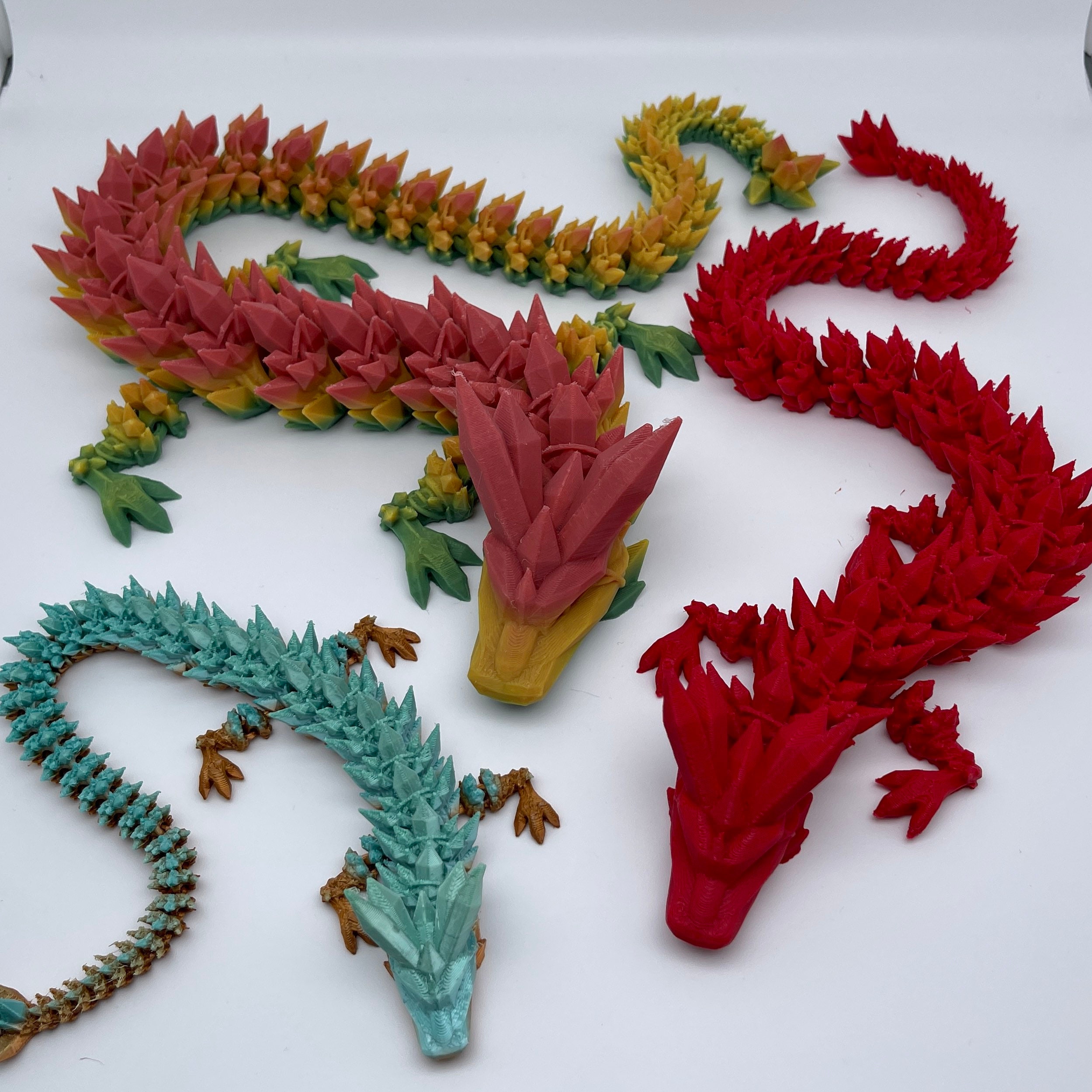 AXICIR 3D Printed 24inch Beautiful Flexible Crystal Dragon Figurine Decor Dragon