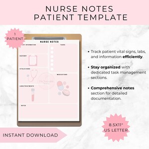 RN Documentation Notepad Printable: Essential Nurse Care Tool for Vitals and Patient Advocacy - Ideal Nurse Gift for Nurse Life