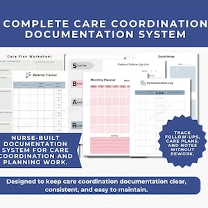 Complete Care Coordination Documentation System for Nurse Case Managers | 23 Pages, SBAR, Logs & Trackers