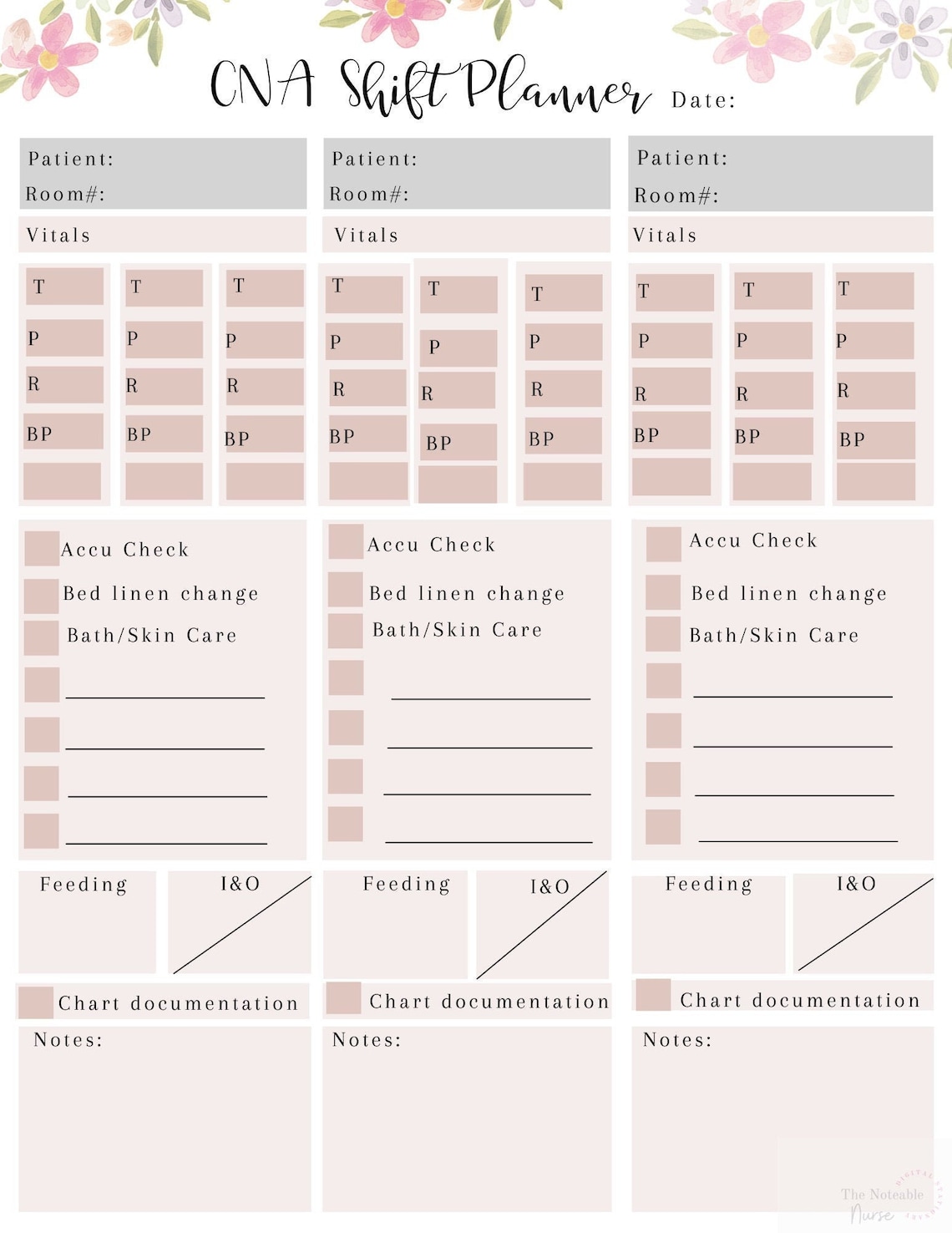 CNA Life Medical CNA Shift Planner Patient Report Sheet Etsy