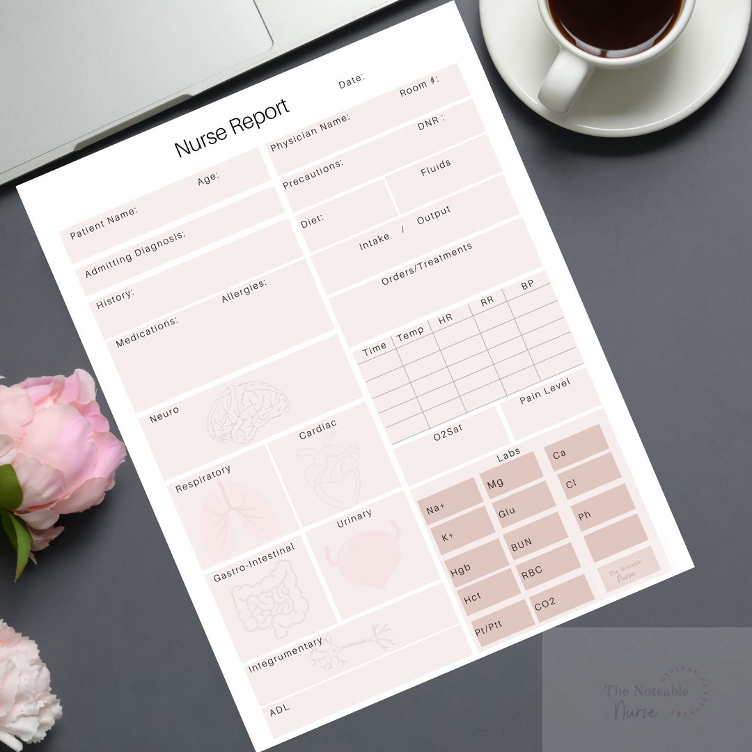 Nurse Life, Nurse Medical Report, Printable Notes,nurse Gift, Nurse
