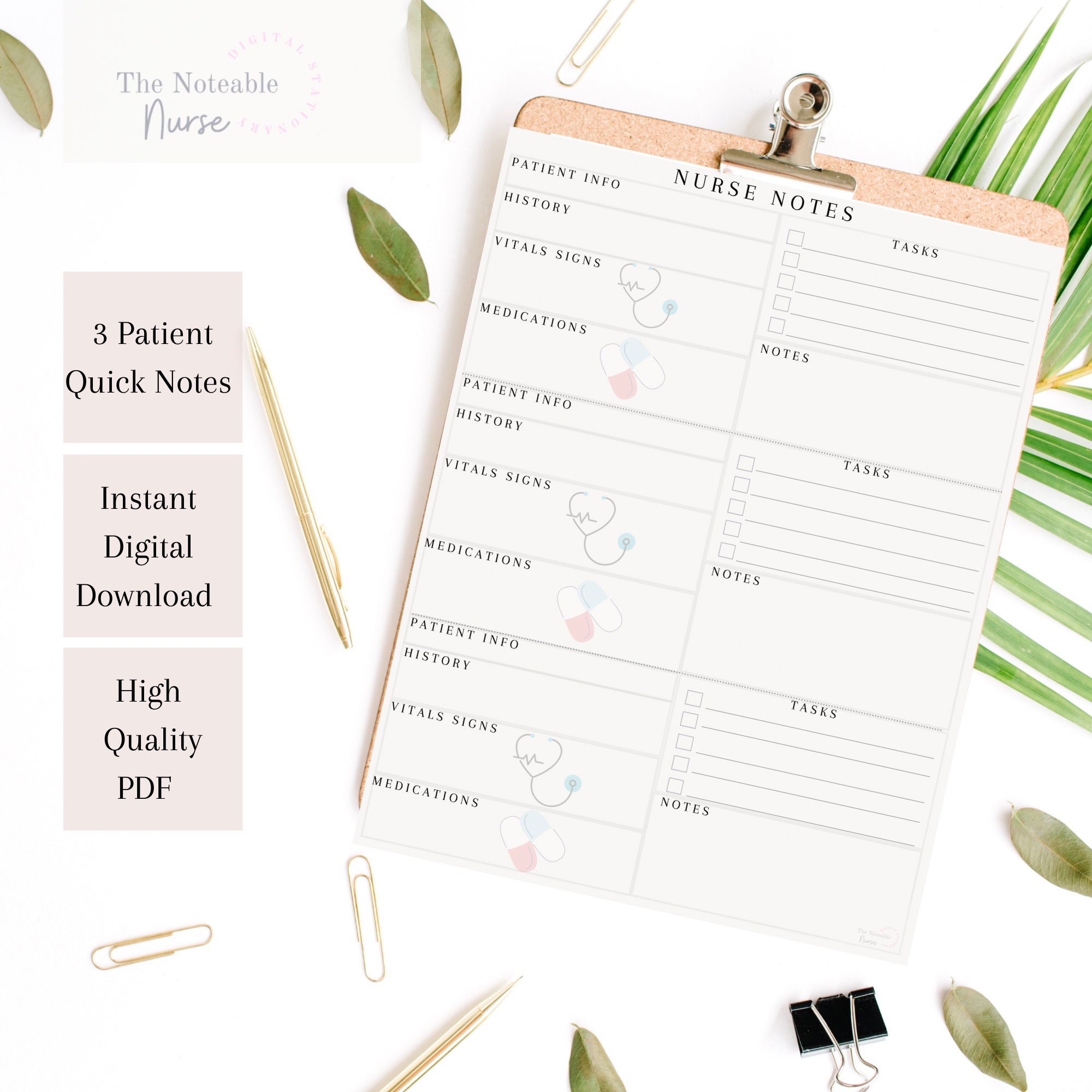 Nurse Notes Documentation 3 Patients Nurse Notepad Patient Etsy España