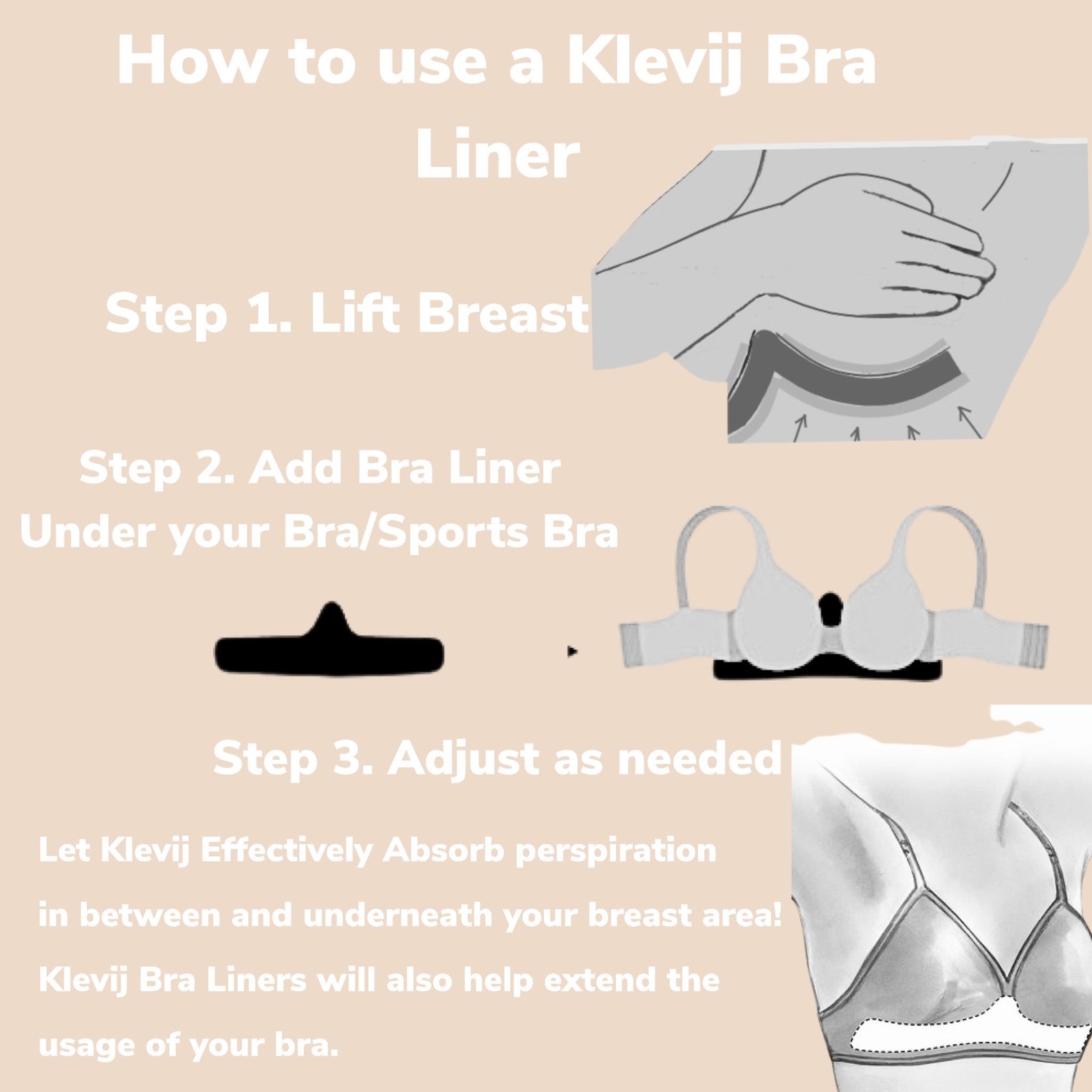 Klevij Bra Liner 26 100 Cotton Sweat Barrier Pad for Etsy