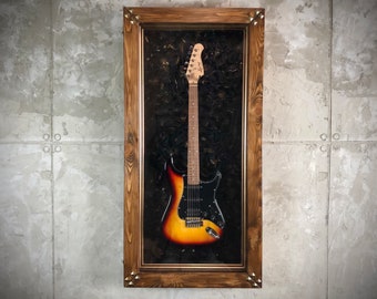 Guitar Display Frame or Case Cabinet with door FENDER, GIBSON, PRS, Ibanez