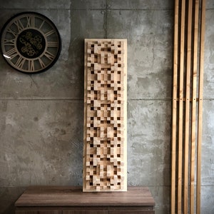 Wood diffuser, Wood Wall Decor Mosaic, Acoustic Diffuser, Custom Acoustic Panel, wall sculpture