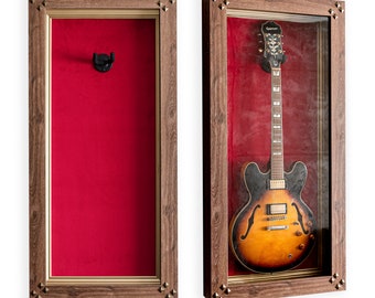 Electric Guitar Display Case Cabinet Wall Rack for Fender, Gibson, PRS, Epiphone RED FELT