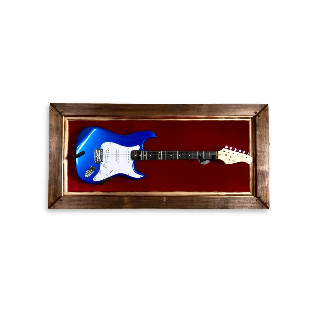 Electric Guitar Wall Mount Display LED LIGHT Guitar Frame Wall Holder