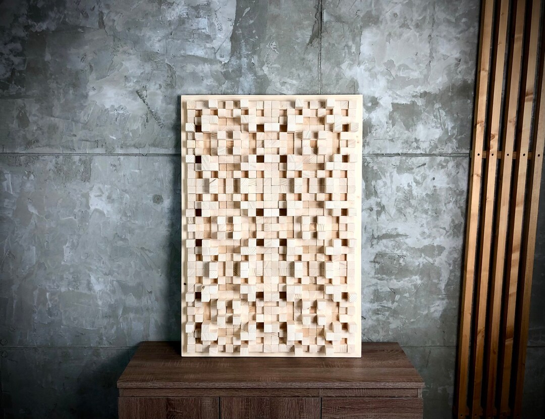 Wood Diffuser, Wood Wall Decor Mosaic, Acoustic Diffuser, Custom ...