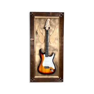 Guitar wall frame display Gold background Guitar hanger