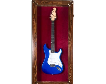 Guitar Display solid wood Case Cabinet with door Wireless LED light PRS, GIBSON, Fender Wall mount