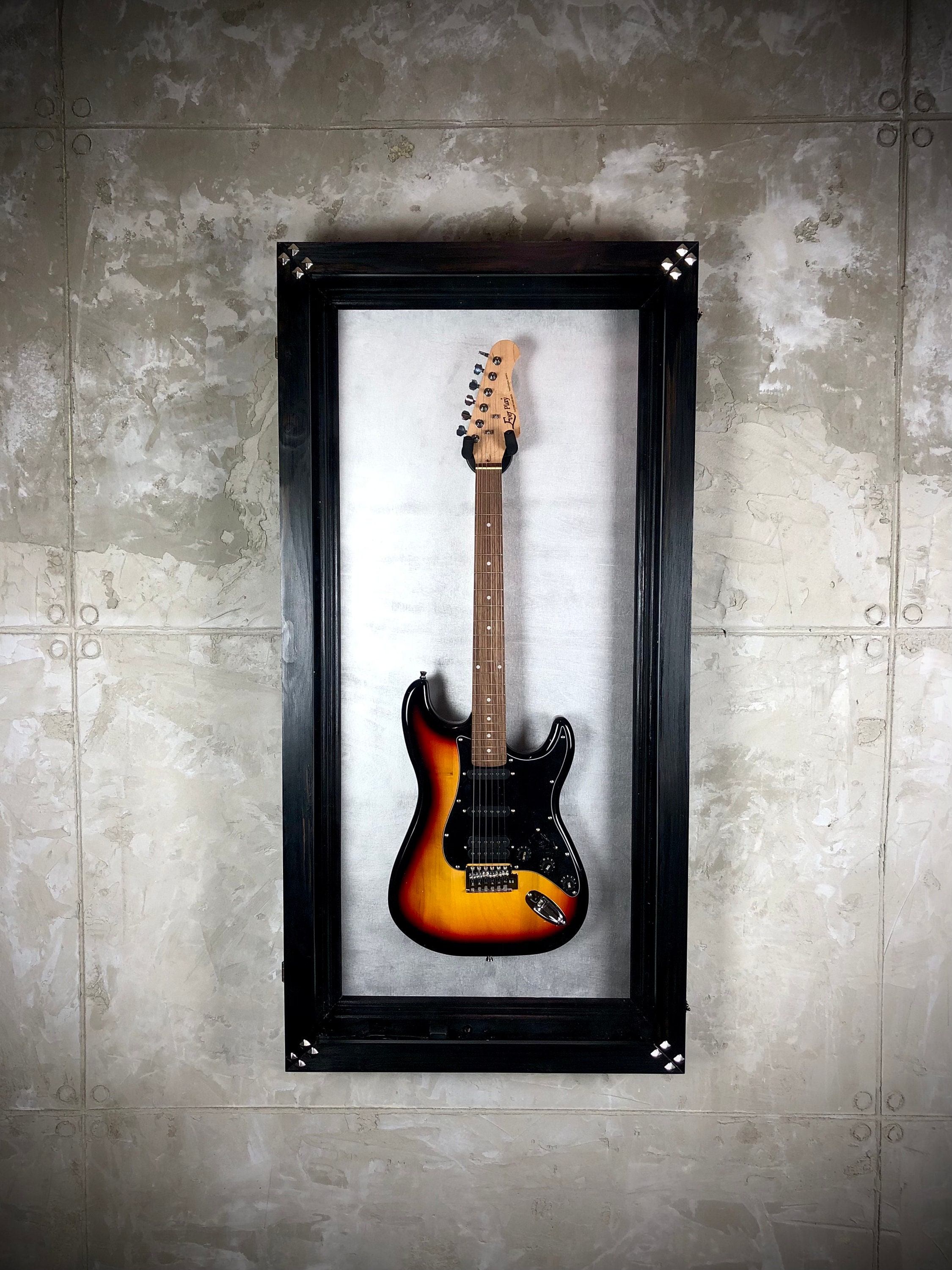 Guitar Display Case Cabinet Wall Rack For Fender Bass Acoustic W/98% UV Protection Lockable (w/ Optional LED Spotlights) - Norway