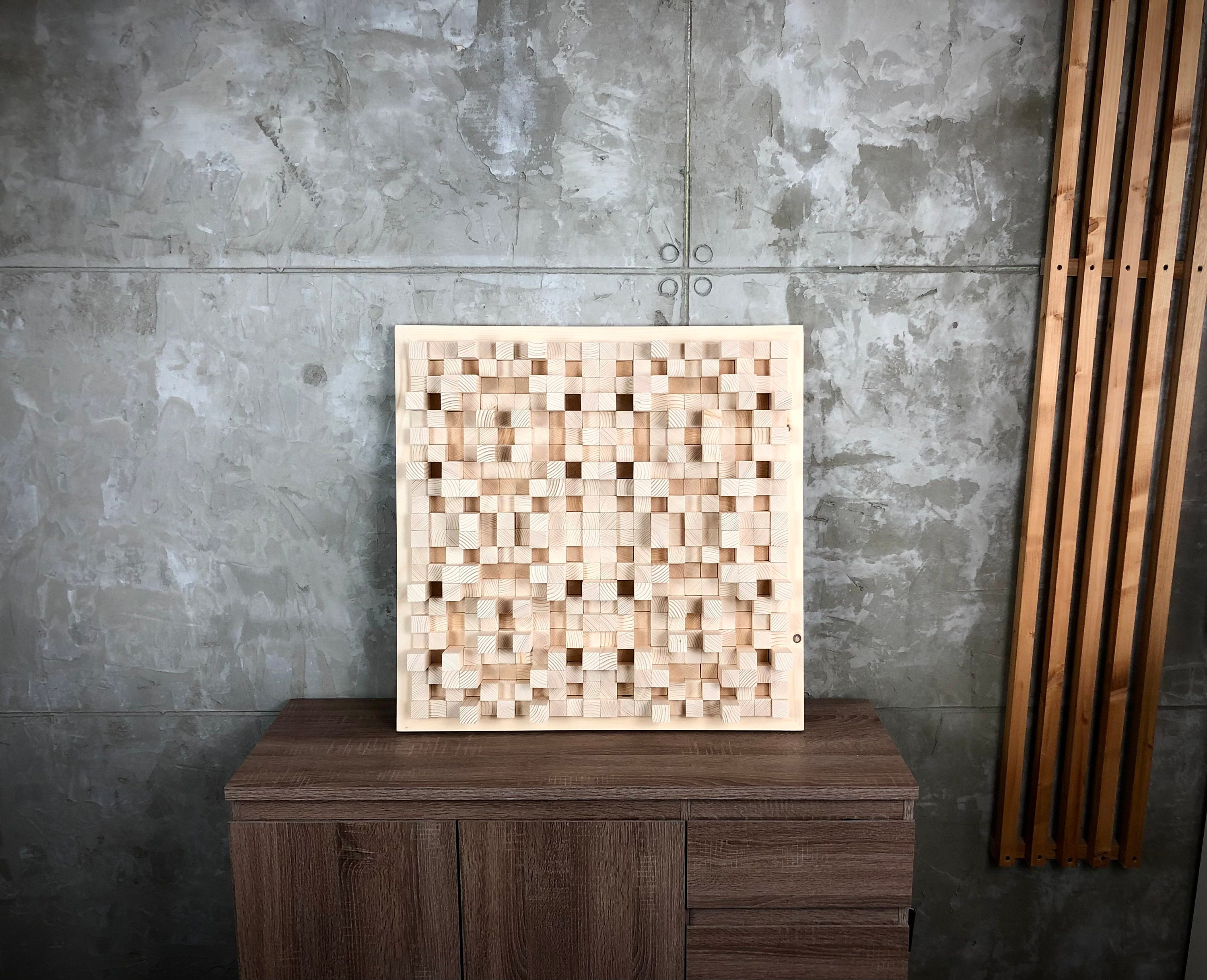 Wood Diffuser, Wood Wall Decor Mosaic, Acoustic Diffuser, Custom ...