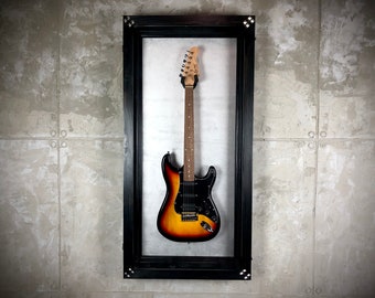 Guitar Display black Frame or Case Cabinet with door Wireless LED light PRS, GIBSON, Fender
