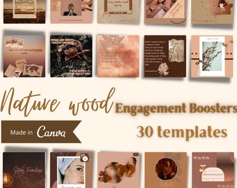 Engagement Instagram Post Template, Nature Wood Brown Tone Palette  (Editable in Canva)