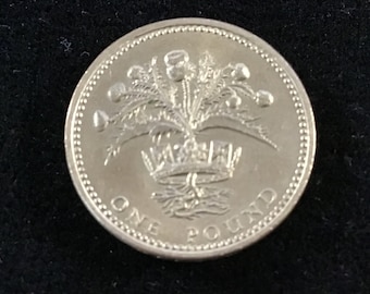 1989 British UK England Pound Coin Thistle Representing Scotland Circulated Nice