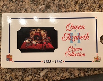 United Kingdom Queen Elizabeth II 1953 - 1990 All 8 Crown Coins Nice Rare Folder Set
