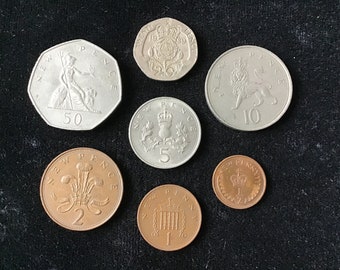 British English United Kingdom Circulated Old Large Decommissioned Decimal Coins