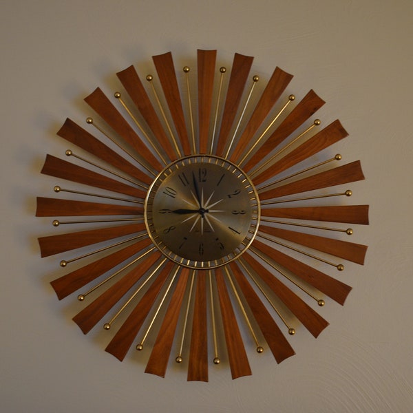 Seth Thomas Wall Clock Mid Century Starburst Sunburst