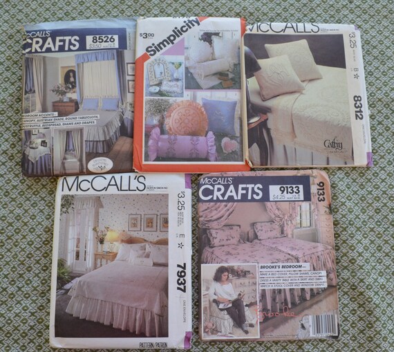 Lot of 5 Vintage Sewing Patterns Home Decor Bedroom Quilt | Etsy