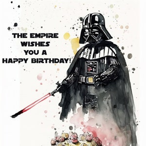 Darth Vader Themed Birthday Card - Printable Star Wars Greeting Card - Print at Home Star Wars Gift Card - May the Fourth Be With You Card