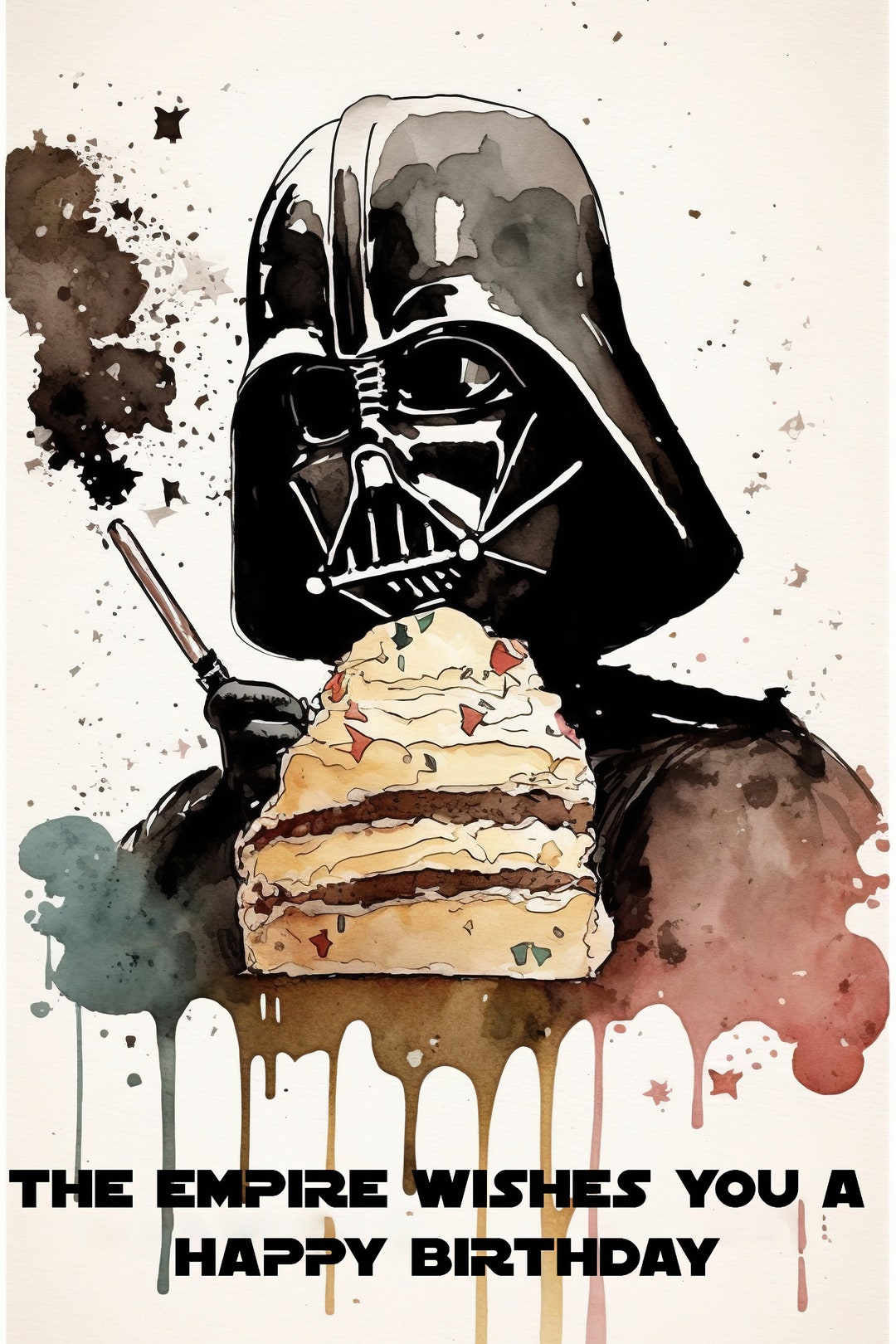 Darth Vader Themed Birthday Card Printable Star Wars Greeting Card