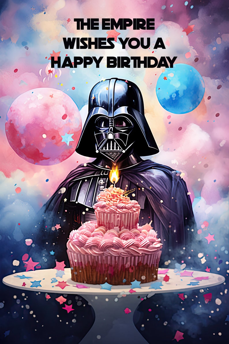Darth Vader Themed Birthday Card Printable Star Wars Etsy