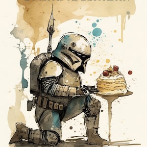 Mandalorian Themed Birthday Card - Printable Star Wars Greeting Card - Print at Home Star Wars Gift Card - May the Fourth Be With You Card