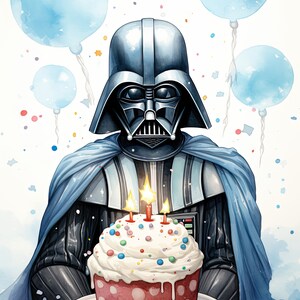 Darth Vader Themed Birthday Card - Printable Star Wars Greeting Card - Print at Home Star Wars Gift Card - May the Fourth Be With You Card