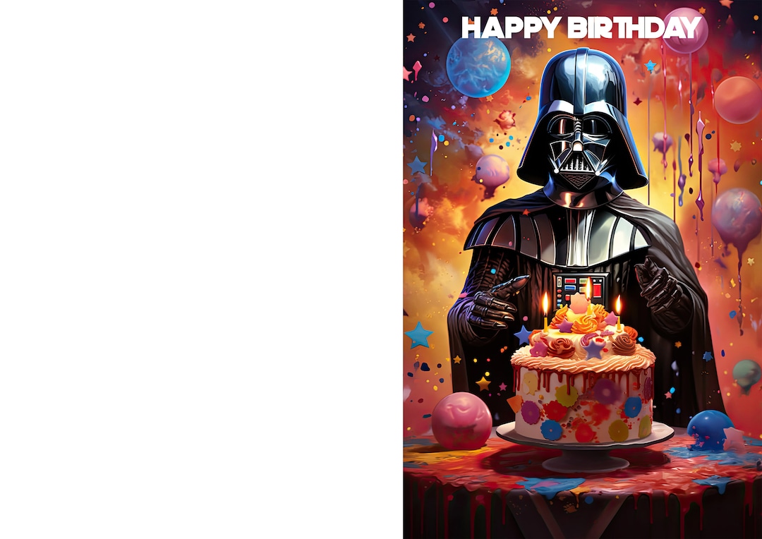 Darth Vader Themed Birthday Card Printable Star Wars Greeting Card ...