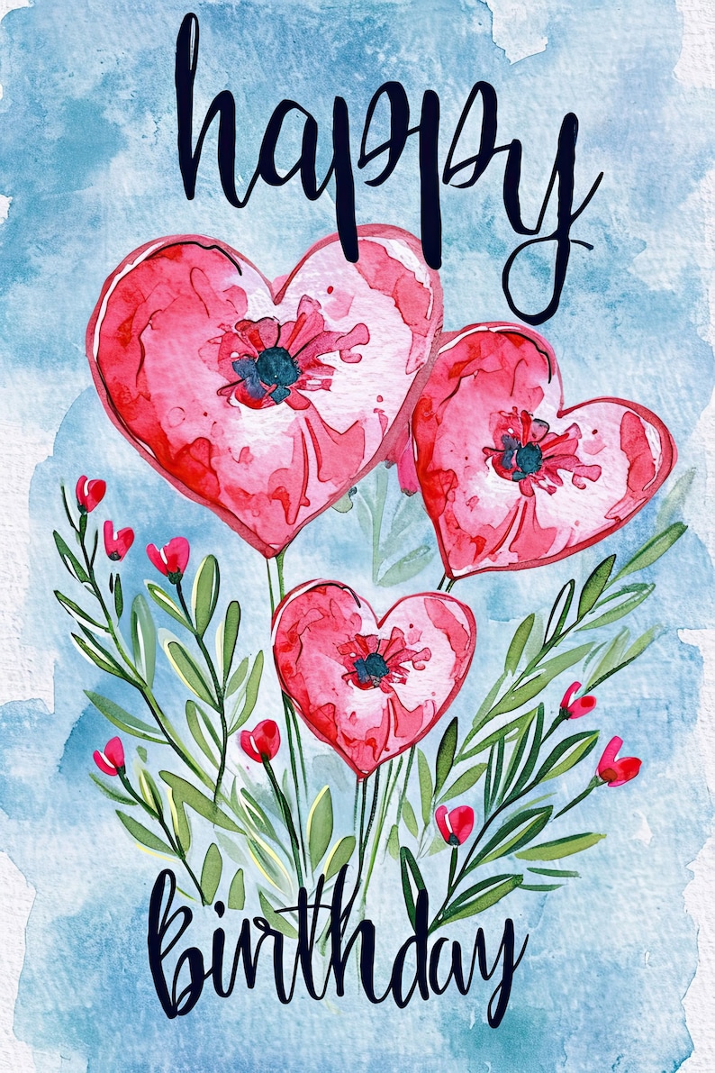 Love Theme Birthday Card Printable Birthday Card Lovely Birthday Card ...