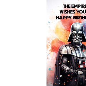 Darth Vader Themed Birthday Card - Printable Star Wars Greeting Card - Print at Home Star Wars Gift Card - May the Fourth Be With You Card