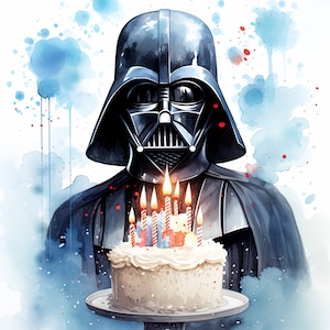 Darth Vader Themed Birthday Card - Printable Star Wars Greeting Card - Print at Home Star Wars Gift Card - May the Fourth Be With You Card