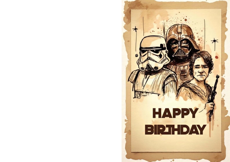 Star Wars Themed Birthday Card Printable Star Wars Greeting Card Print ...