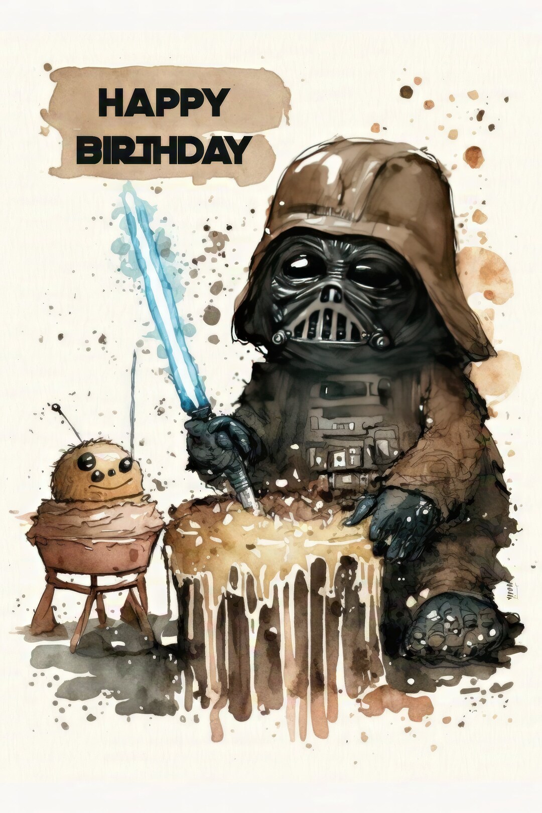 Darth Vader Themed Birthday Card Printable Star Wars Greeting Card
