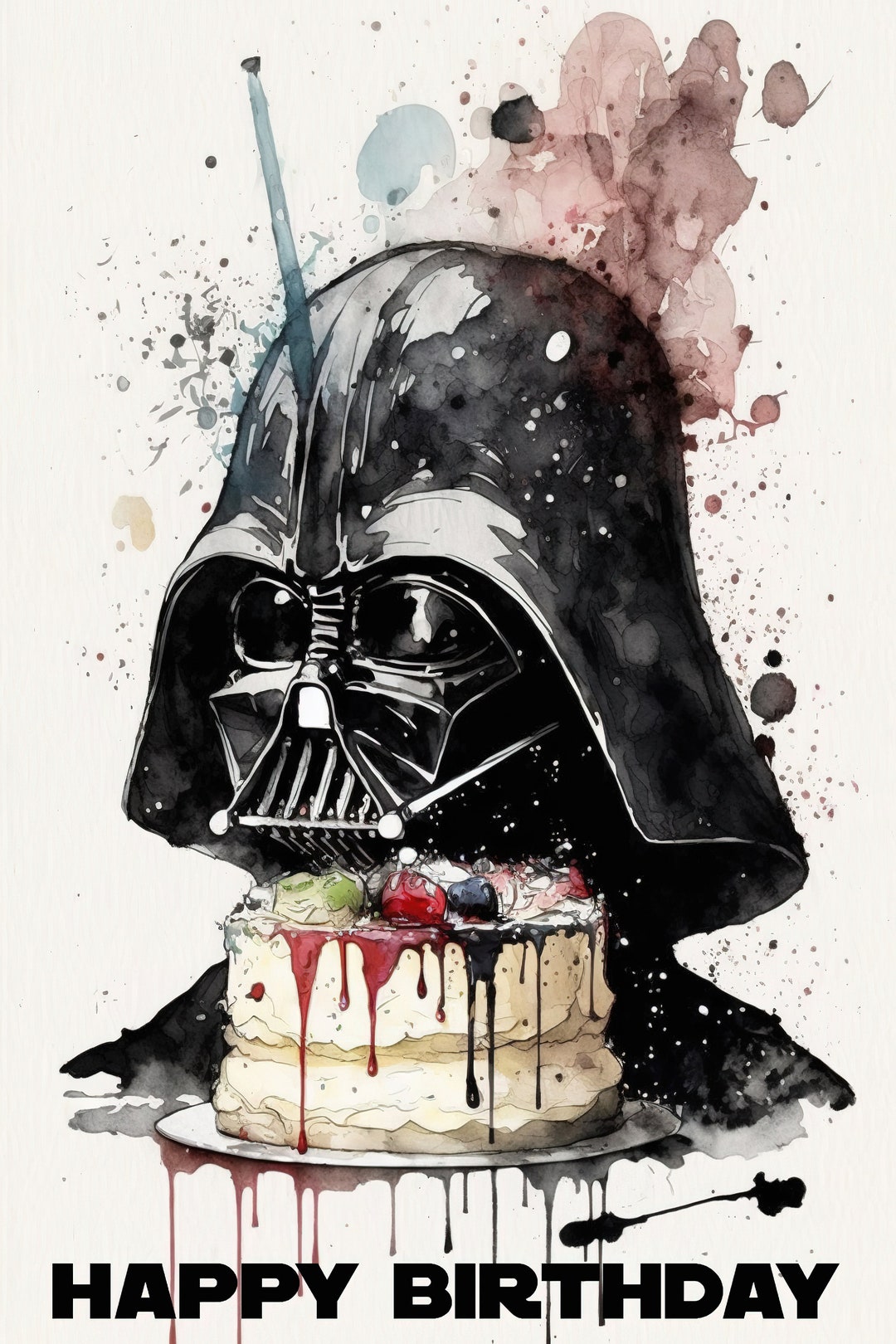 Darth Vader Themed Birthday Card Printable Star Wars Greeting Card ...