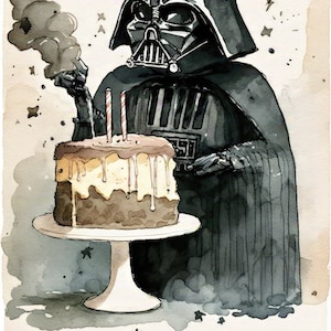 Darth Vader Themed Birthday Card - Printable Star Wars Greeting Card - Print at Home Star Wars Gift Card - May the Fourth Be With You Card