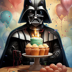 Darth Vader Themed Birthday Card - Printable Star Wars Greeting Card - Print at Home Star Wars Gift Card - May the Fourth Be With You Card
