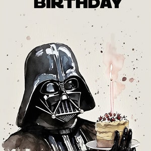 Darth Vader Themed Birthday Card - Printable Star Wars Greeting Card - Print at Home Star Wars Gift Card - May the Fourth Be With You Card