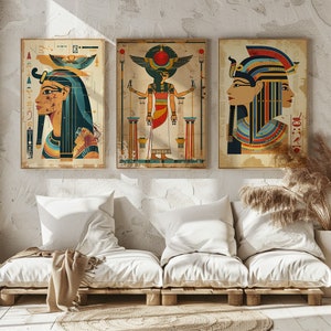 Ancient Egypt Wall Art - 3 Digital Egypt Painting - Abstract Ancient Egypt Wall Deco