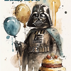 Darth Vader Themed Birthday Card - Printable Star Wars Greeting Card - Print at Home Star Wars Gift Card - May the Fourth Be With You Card
