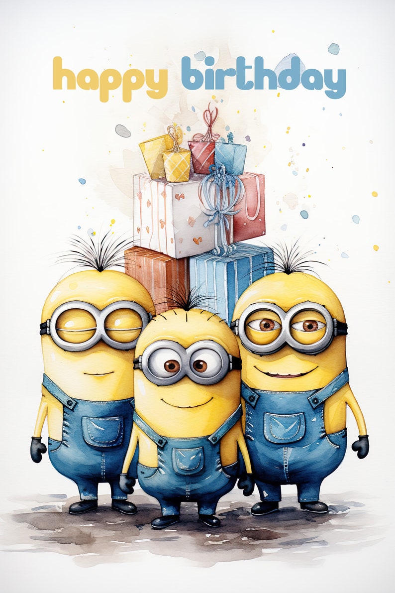Minions Themed Birthday Card Printable Minions Greeting Card Print at ...