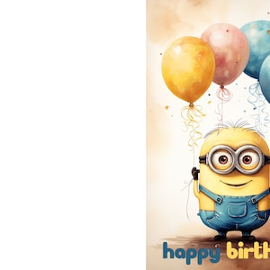 Minions Themed Birthday Card Printable Minions Greeting Card Print at ...