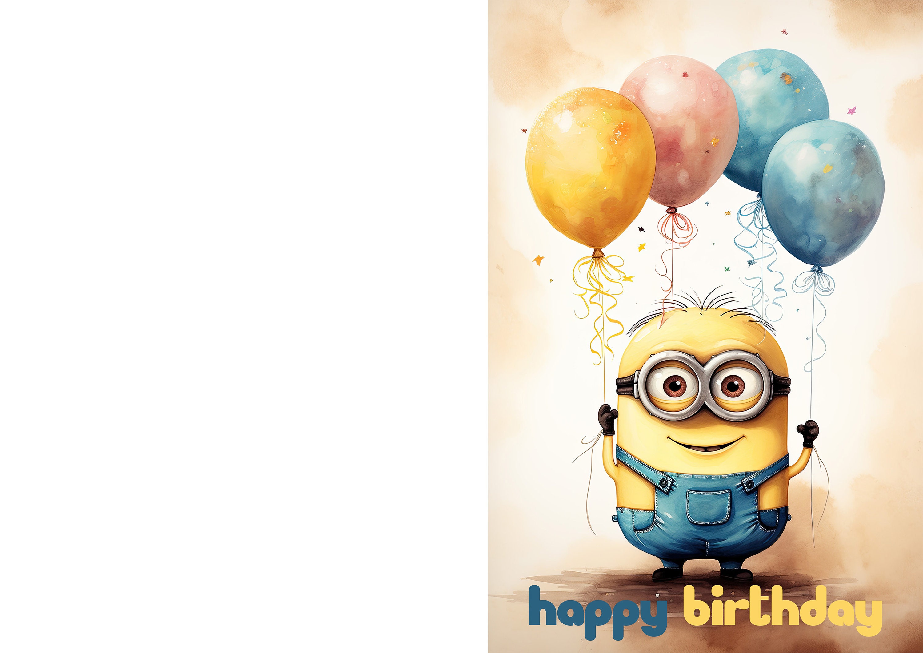 Minions Themed Birthday Card Printable Minions Greeting Card Print at ...