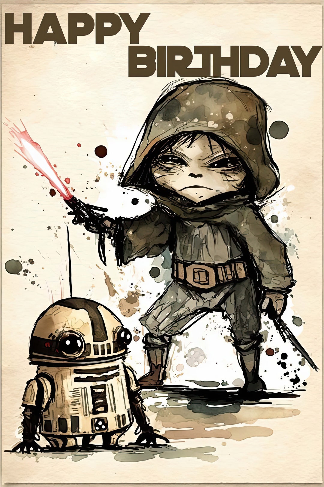 Star Wars Themed Birthday Card Printable Star Wars Greeting Card Print