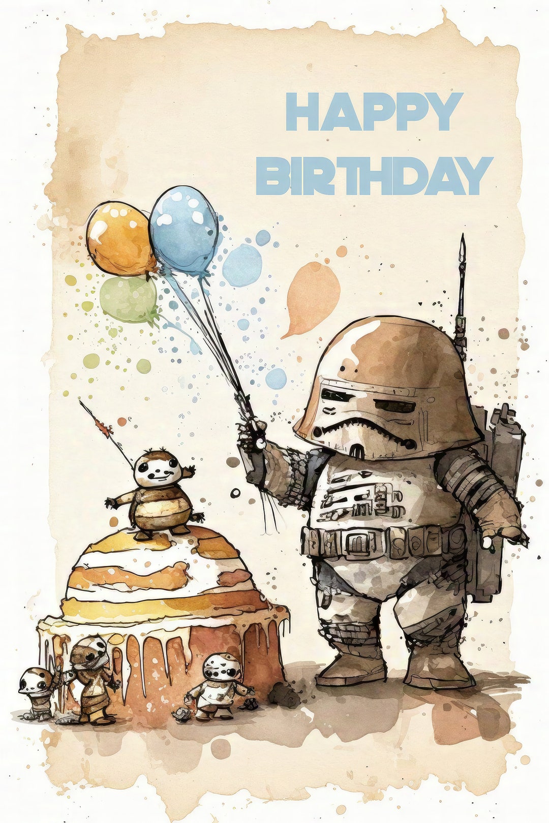 Mandalorian Themed Birthday Card Printable Star Wars Greeting Card ...