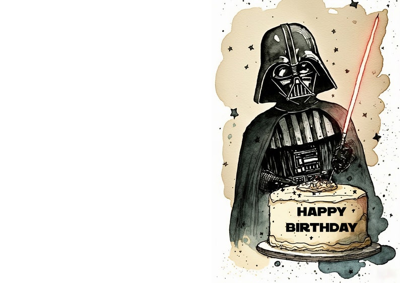 Tarjeta de cumpleaños temática de Darth Vader Tarjeta de felicitación ...