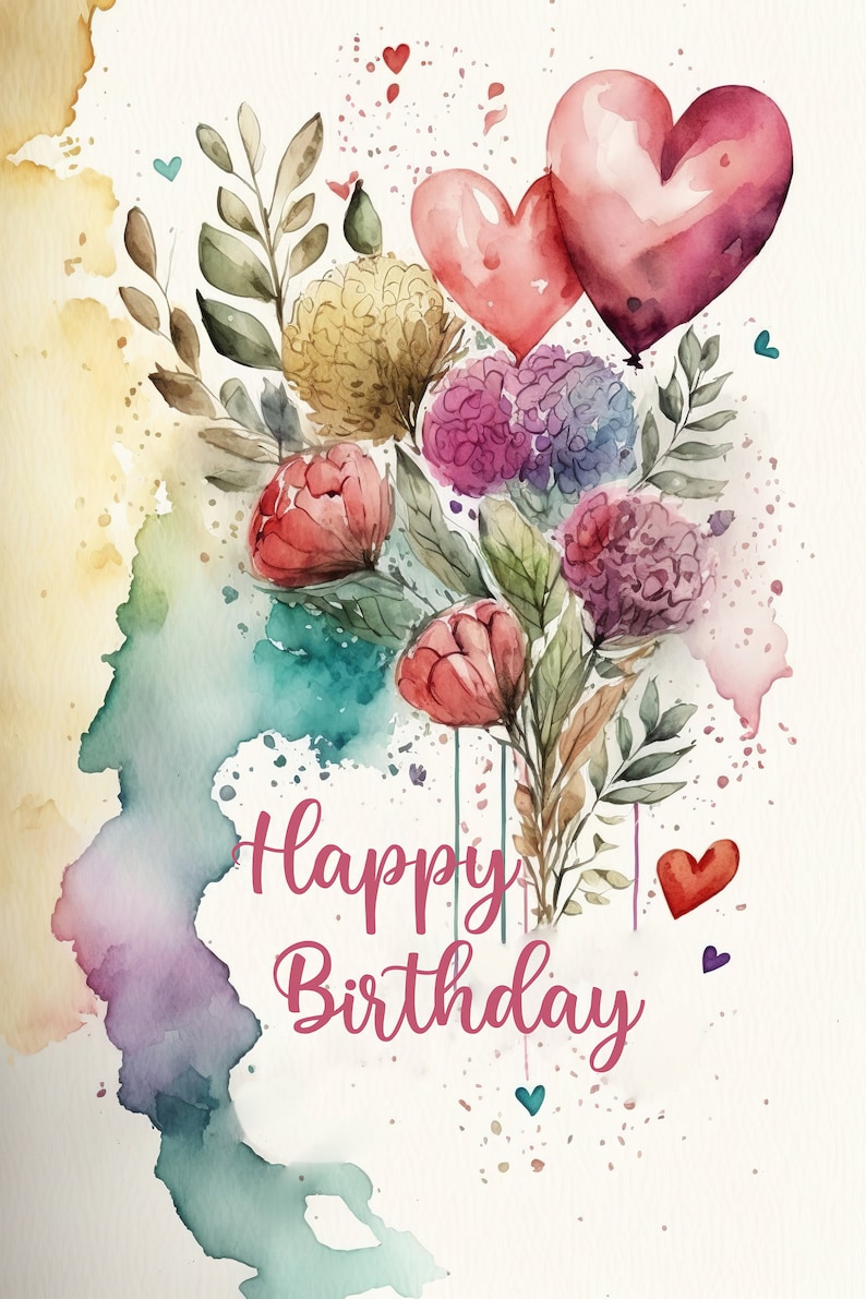 Love Theme Birthday Card Printable Birthday Card Lovely Birthday Card ...